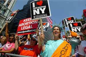 Pro-choice protestors marching